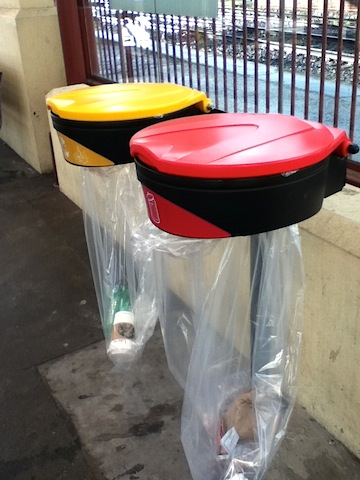 Railway bins barrack for Adelaide Crows